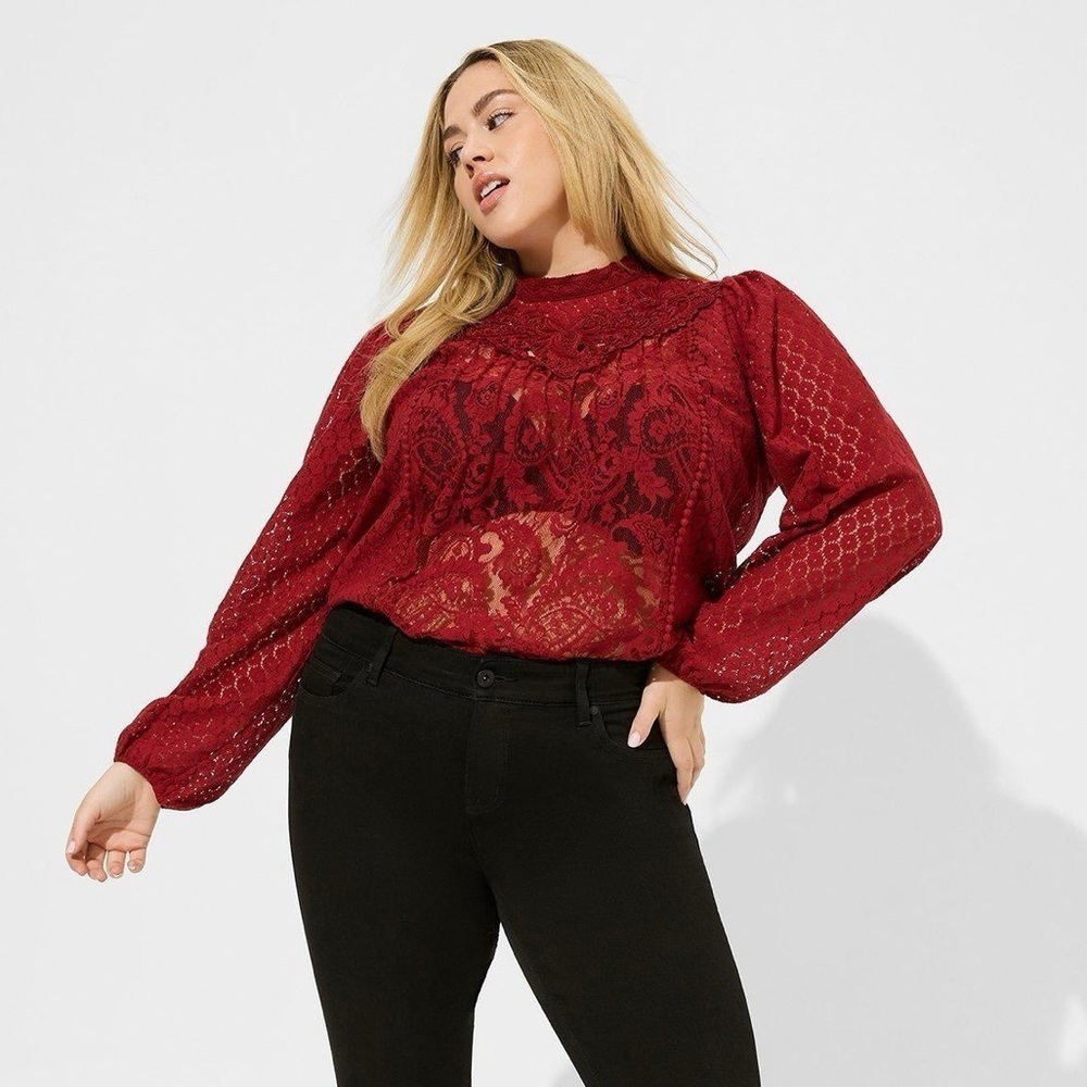 Torrid Mixed Lace High Neck Top